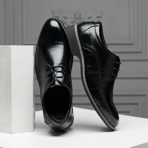 Elegant Pointed Toe Oxfords for Men - Soft Bottom Business Casual Formal Dress Shoes for Office, Weddings, and Parties